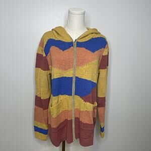 Soft Surroundings Reverie Hooded Intarsia Cardigan Size Medium Asymmetrical